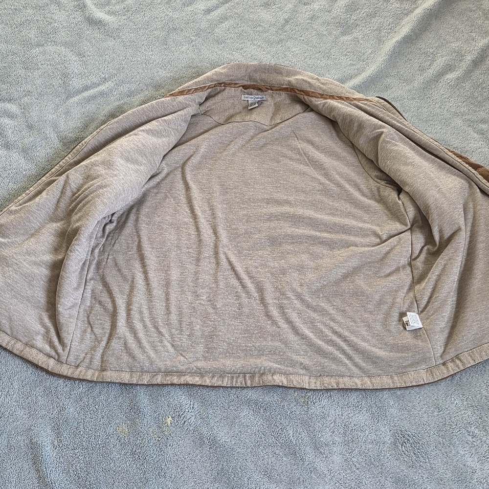 Carbon2Cobalt Textured Thick Western Brown Tan Jacket Zip Up Large Soft Linen - Picture 7 of 12